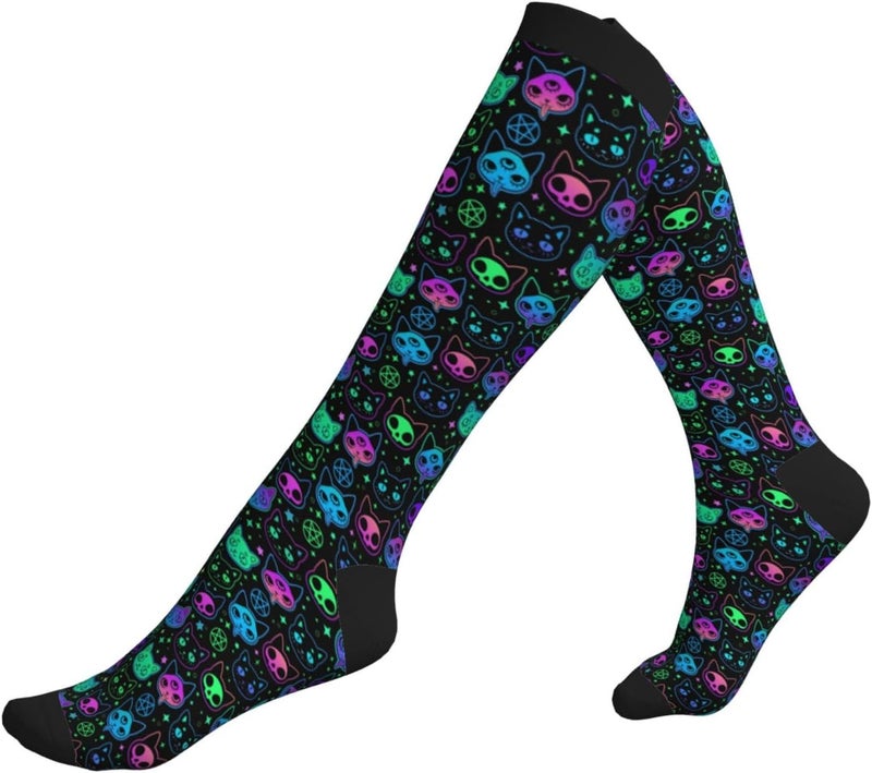 Figtihw Tie Dye Compression Socks Knee High Support Socks For Women Men Running Athletic Hiking - Image 2